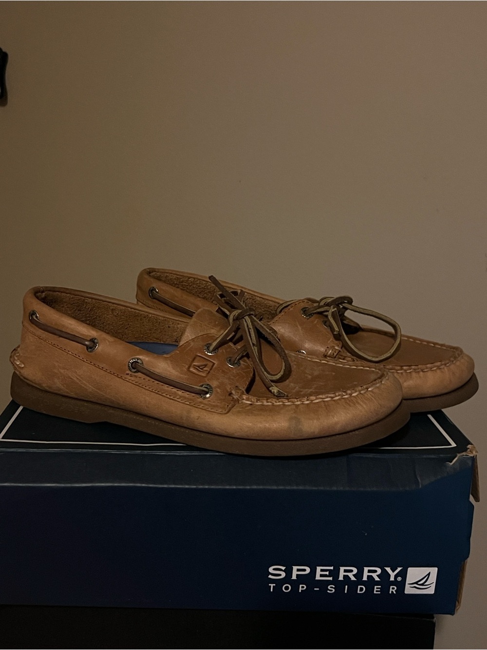 Sperry Men’s Brown Leather Moccasin Boat Shoes
